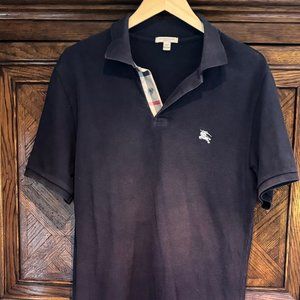 Burberry Navy Polo with Signature Check Placket